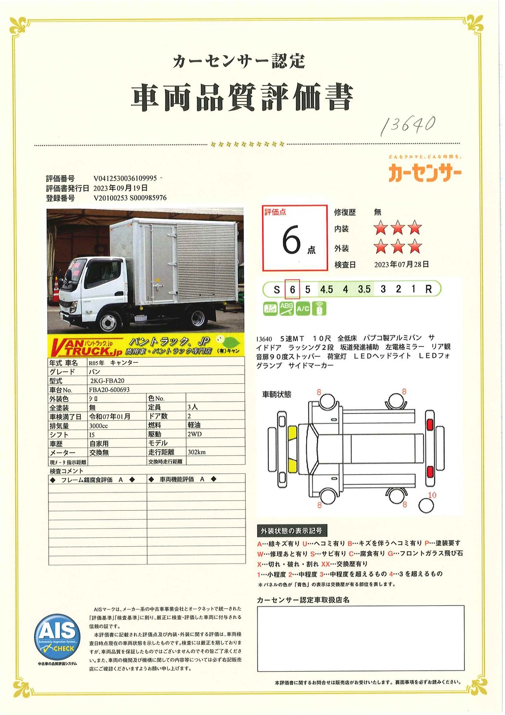 （未使用）　キャンター　１０尺　アルミバン　積載２０００ｋｇ　サイドドア　ラッシング２段　左電格ミラー　坂道発進補助　スマートキー　ＬＥＤヘッドライト＆フォグランプ　９０度ストッパー　パブコ製　衝突軽減ブレーキ　車線逸脱警報　５速ＭＴ！車検「Ｒ７年１月まで！」36