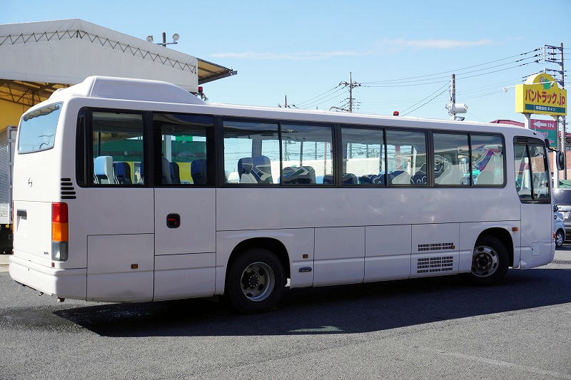 日野　メルファ　デラックス　送迎バス　５３人乗り　４５座席　立ち席有り　１ドア　折り戸式自動ドア　総輪エアサス　ルームラック　モケットシート　オートエアコン　ワンオーナー！６速ＭＴ！6