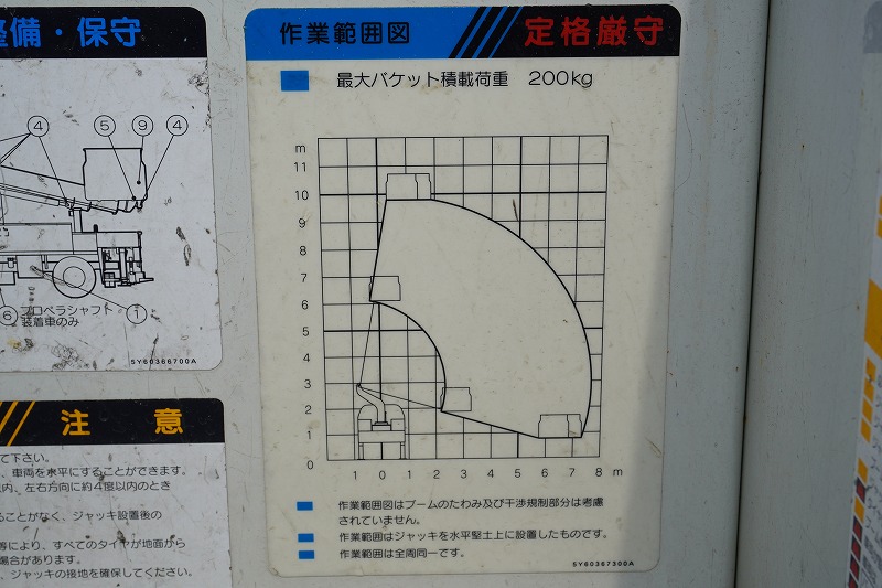 キャンター　高所作業車　アイチ製（ＳＢ１０Ａ）　最大地上高９．７ｍ　ＦＲＰバケット　バケット積載荷重２００ｋｇ　積載２５０ｋｇ　工具入れ　ジョイスティックタイプ　アワーメーター：２２８６ｈ　左電格ミラー　社外ナビ　ワンセグＴＶ　バックカメラ　ＥＴＣ２．０　フォグランプ　通信工事仕様！ＡＴ車！25