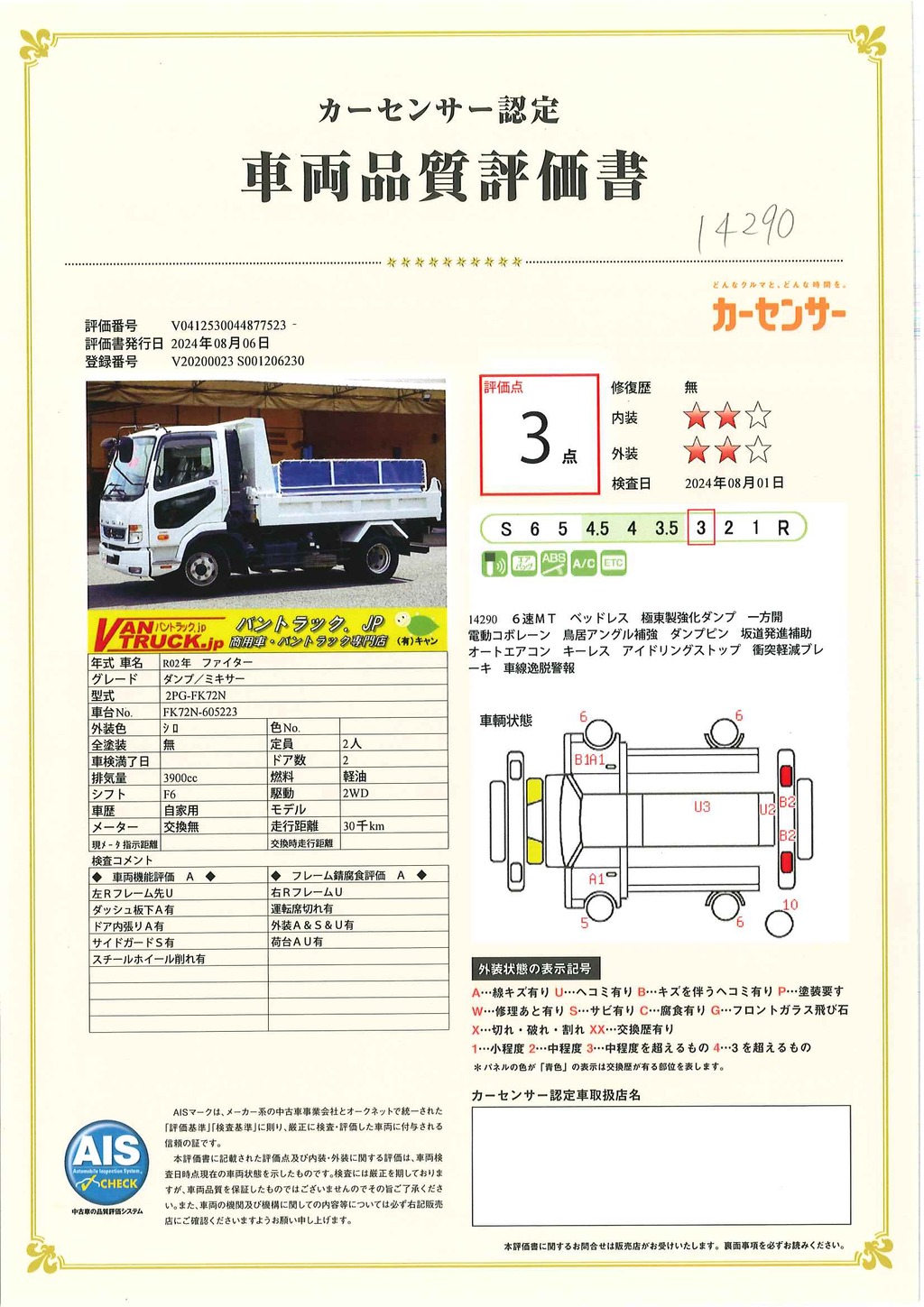 ファイター　４トン　「ベッドレス」　強化ダンプ　一方開　極東製　積載３６００ｋｇ　電動コボレーン　鳥居アングル補強　ダンプピン　ＥＴＣ　坂道発進補助　オートエアコン　衝突軽減ブレーキ　車線逸脱警報　６速ＭＴ！38