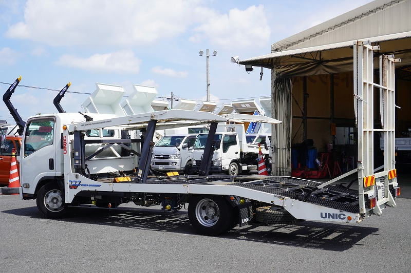 エルフ　「ワイド超ロング」　キャリアカー　２台積　積載３５００ｋｇ　古河ユニック製　ラジコン　ウインチ　油圧リアゲート　左電格ミラー　坂道発進補助　ＥＴＣ　フォグランプ　６速ＭＴ！5