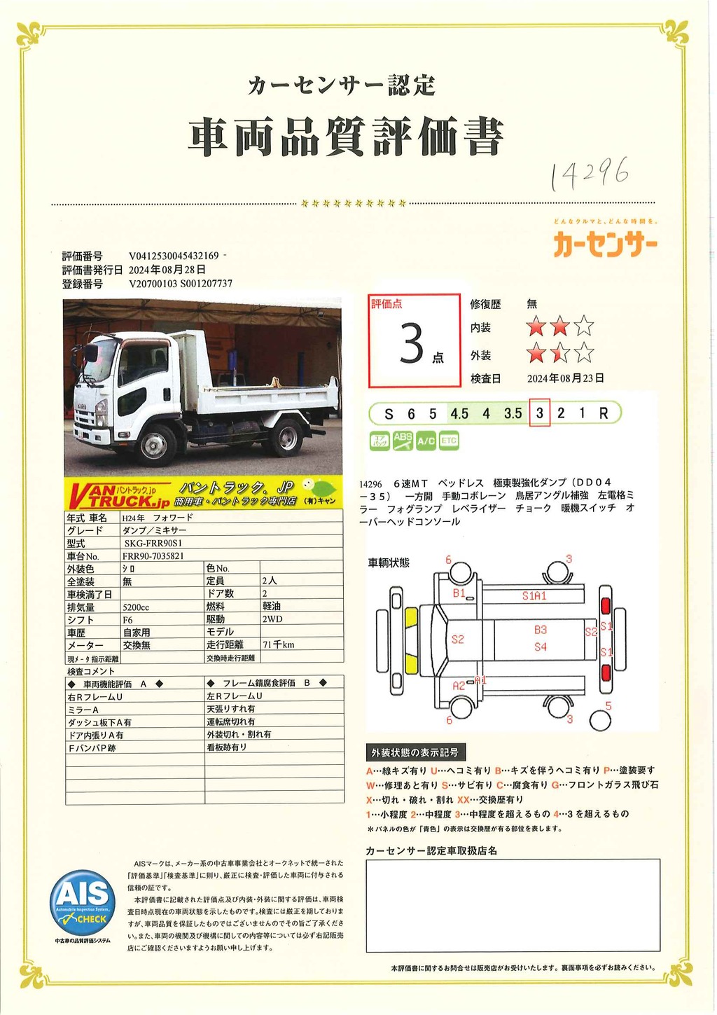 フォワード　４トン　「ベッドレス」　強化ダンプ　一方開　極東製　積載３６００ｋｇ　手動コボレーン　鳥居アングル補強　社外リアバンパー　６速ＭＴ！37