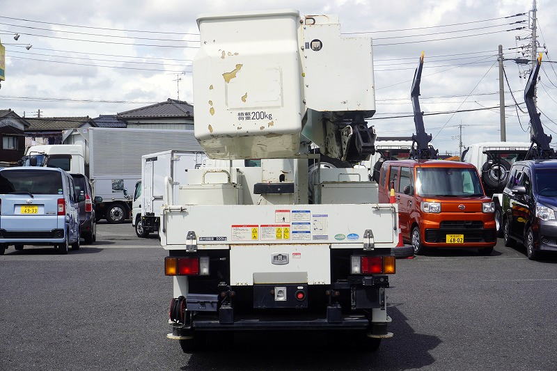 エルフ　高所作業車　タダノ製（ＡＴ－１００ＴＴ）　最大地上高９．９ｍ　ＦＲＰバケット　バケット積載荷重２００ｋｇ　積載５００ｋｇ　工具入れ　ジョイスティックタイプ　ブーム自動格納　ジャッキ自動張り出し　アワーメーター：１６５６ｈ　ＥＴＣ　坂道発進補助　左電格ミラー　通信工事仕様！６速ＭＴ！2