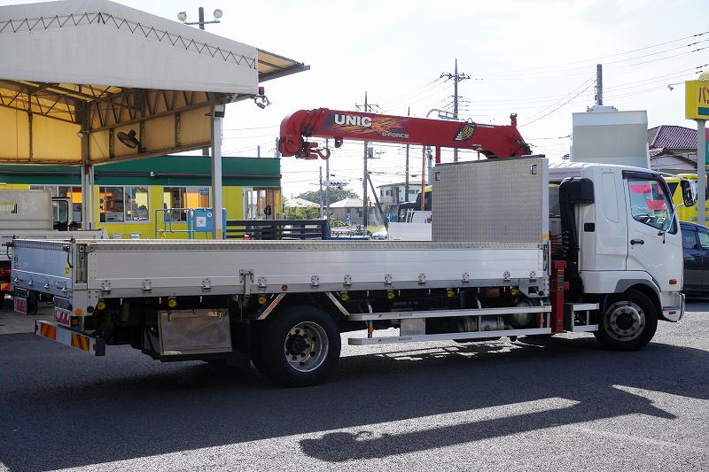 ファイター　増トン　「標準幅　ベッド付」　４段クレーン　積載４６００ｋｇ　古河ユニック製　５．５ｍ長　リアエアサス　ラジコン　フックイン　２．９３ｔ吊　アルミブロック　鳥居＆アオリ内側シマ板張り　スタンション穴　アオリプロテクター付き　アルミホイール　ステンレス工具箱　メッキパーツ　社外テール　バックカメラ　ＥＴＣ　６速ＭＴ！中型免許対応！希少車！！車検「Ｒ７年９月まで！」6