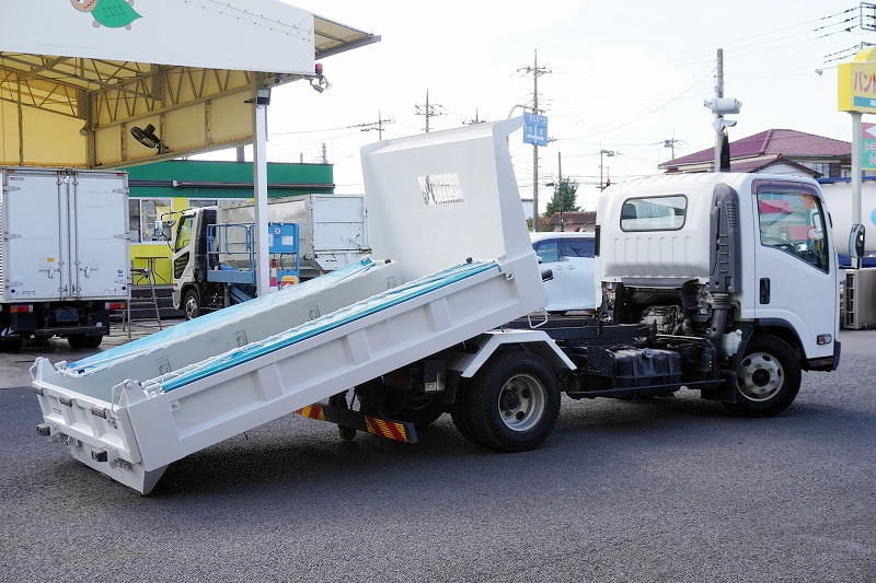 エルフ 「ワイド」 強化 ローダーダンプ 新明和製 一方開 積載3800kg 手動コボレーン ETC ダンプピン 壁面フック5対 坂道発進補助 キーレス 6速MT!フロント画像