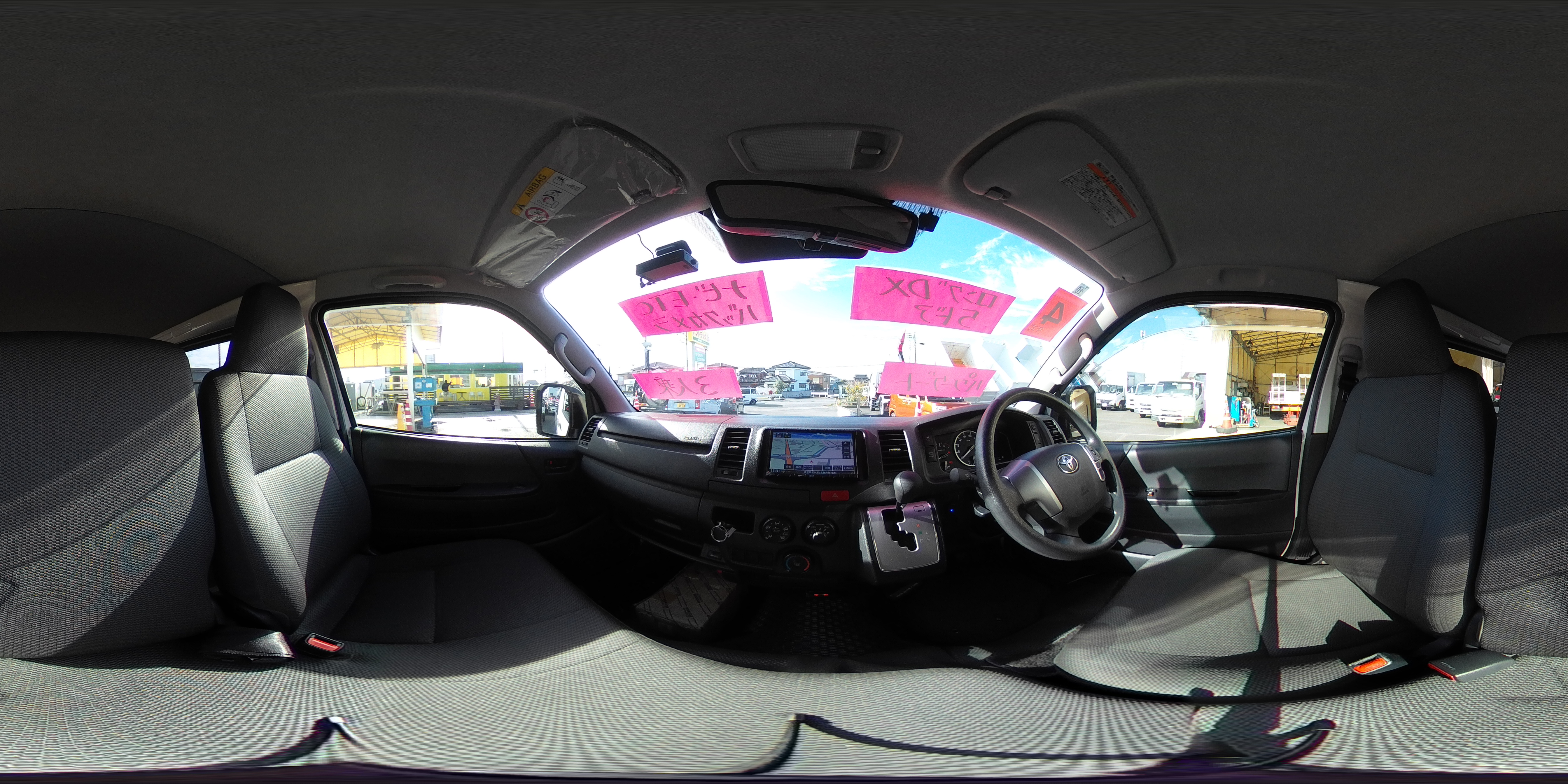 ハイエース　ロング　ＤＸ　５ドア　ガソリン車　３人乗り　トヨタ車体製パワーゲート　社外ナビ　バックカメラ　ＥＴＣ　キーレス　ＡＣ１００Ｖ　衝突軽減ブレーキ　車線逸脱警報　ワンオーナー！ＡＴ車！1