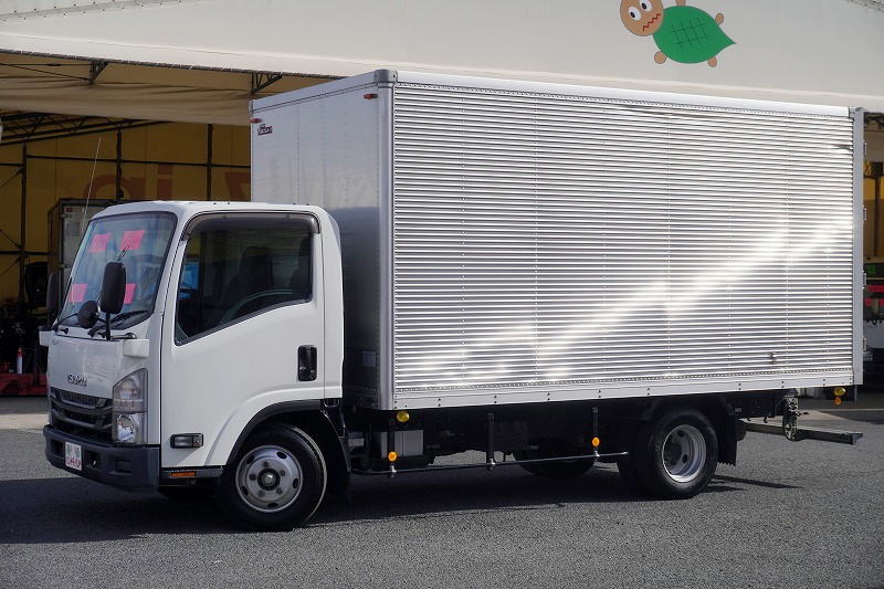 エルフ 「ワイドロング」 アルミバン 積載2000kg 社外ナビ ETC 坂道発進補助 日本フルハーフ製 6速MT!フロント画像