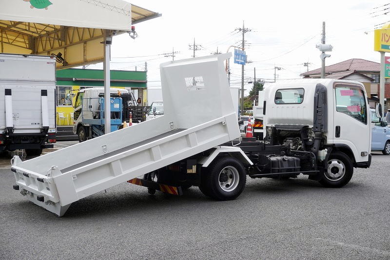 エルフ　「ワイド」　強化　ローダーダンプ　新明和製　一方開　積載３８００ｋｇ　ＥＴＣ　ダンプピン　壁面フック３対　ＡＴ車！