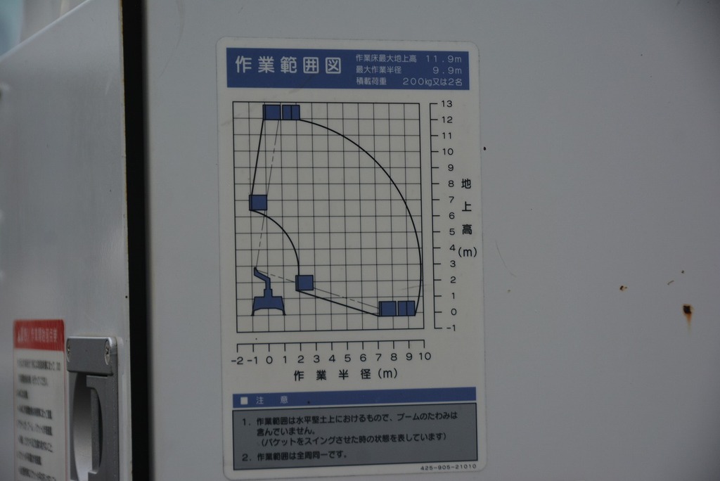 エルフ　高所作業車　タダノ製（ＡＴ－１２１ＴＧ）　最大地上高１１．９ｍ　ＦＲＰバケット　バケット積載荷重２００ｋｇ　アワーメーター：１０４４．３ｈ　ＥＴＣ　坂道発進補助　６速ＭＴ！13