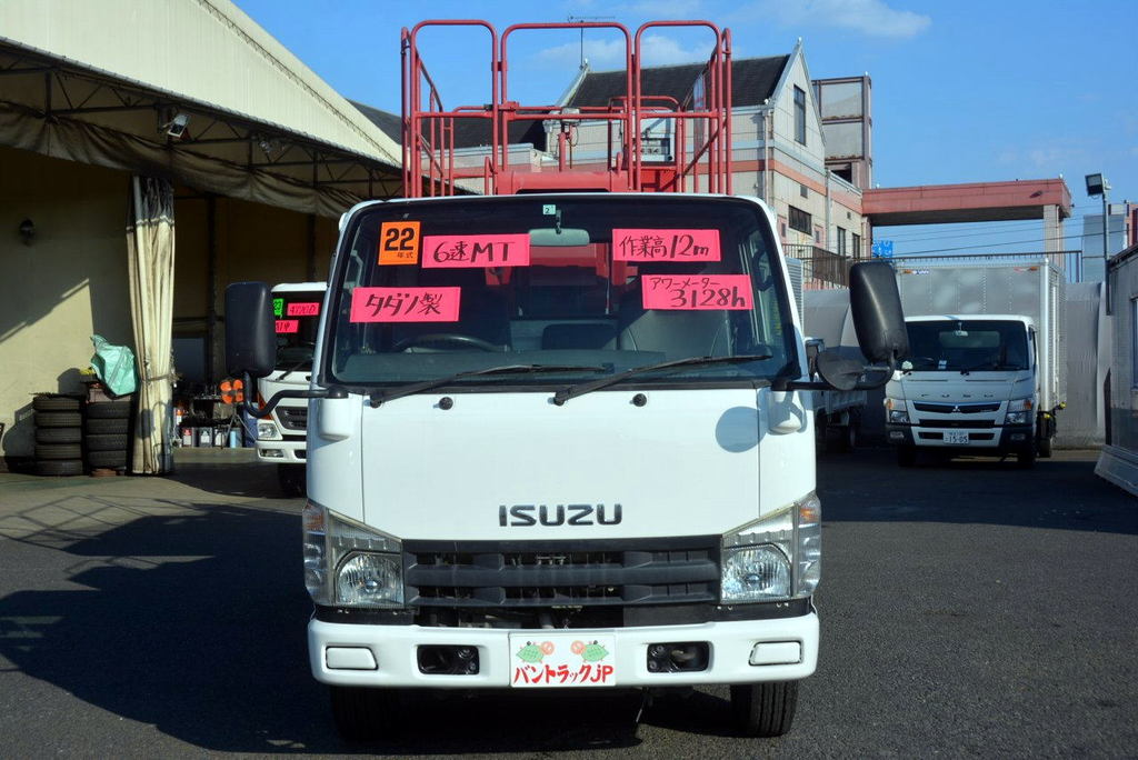 エルフ　高所作業車　タダノ製（ＡＴ１２０Ｓ）　スーパーデッキ　重荷重型　最大地上高１２ｍ　バケット積載荷重１０００ｋｇ　アワーメーター：３１３３．７ｈ　６速ＭＴ！0