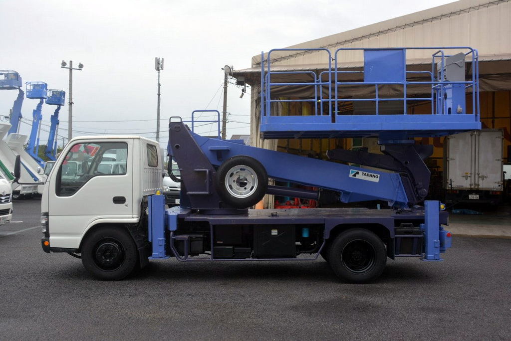 エルフ　高所作業車　タダノ製（ＡＴ１２０ＳＲ）　スーパーデッキ　重荷重型　最大地上高１２ｍ　バケット積載荷重１０００ｋｇ　アワーメーター：５７３３．９ｈ　ＥＴＣ　左電格ミラー　６速ＭＴ！　車検付「令和４年３月」まで！ ＢＰ0