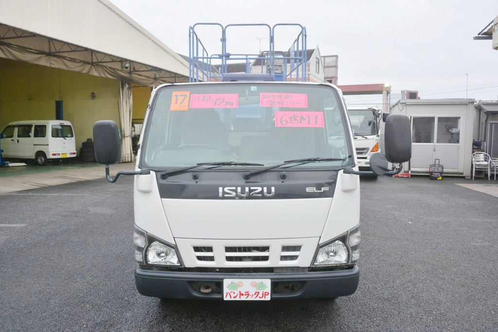 エルフ　高所作業車　タダノ製（ＡＴ１２０ＳＲ）　スーパーデッキ　重荷重型　最大地上高１２ｍ　バケット積載荷重１０００ｋｇ　アワーメーター：８７２０.９ｈ　ＥＴＣ　左電格ミラー　６速ＭＴ！0