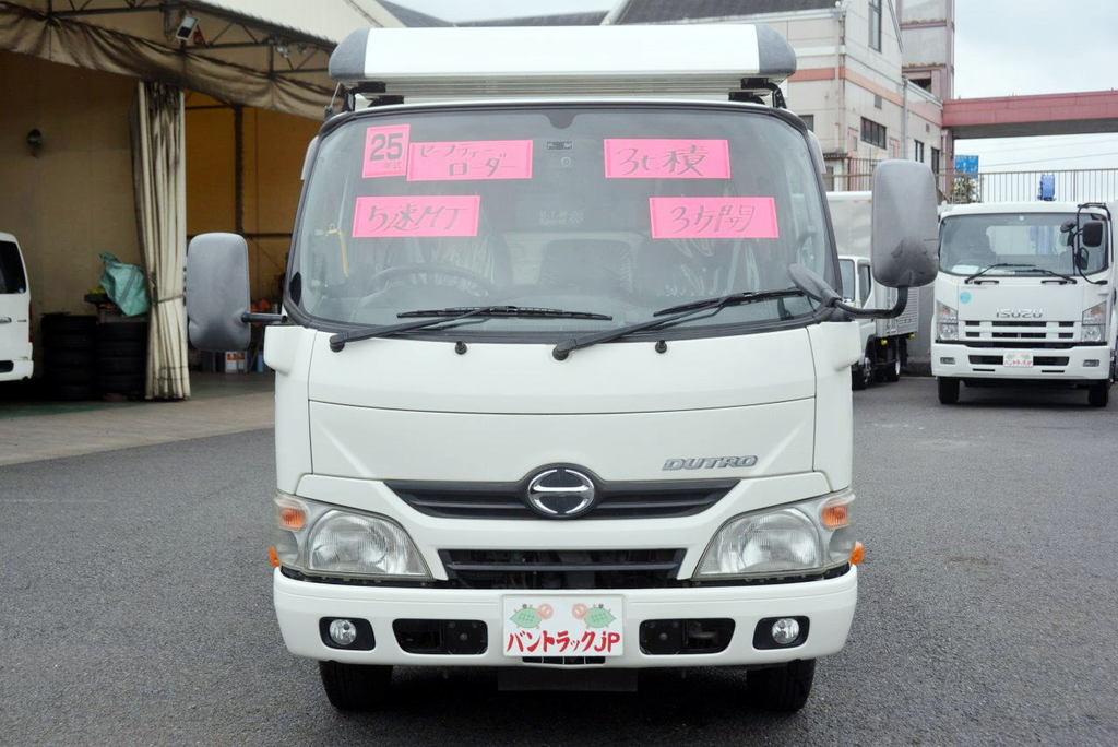 デュトロ　強化　ローダーダンプ　新明和製　積載３０００ｋｇ　三方開　鳥居ツノ出し　鳥居窓部アルミ縞板張り　アルミルーフラック　ダンプピン　ＥＴＣ　坂道発進補助　５速ＭＴ！1