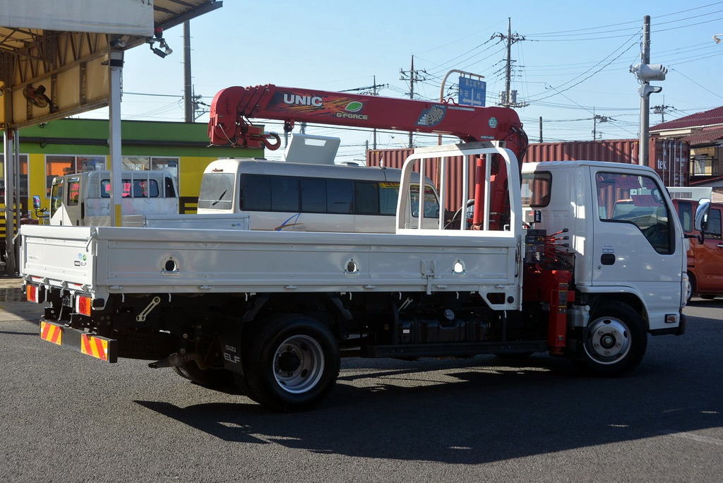 エルフ　「標準幅　ロング」　４段クレーン　古河ユニック製　積載３０００ｋｇ　ラジコン　フックイン　２．６３ｔ吊　セイコーラック　ロープ穴３対　坂道発進補助　ＥＴＣ　６速ＭＴ！4