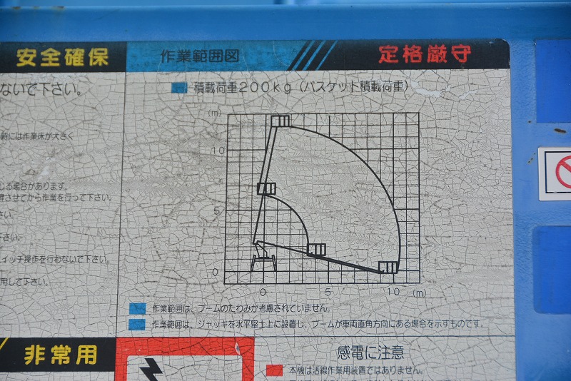 エルフ　高所作業車　アイチ製（ＳＳ１２Ａ)　最大地上高１１．９ｍ　鉄製バケット　バケット積載荷重２００ｋｇ　アワーメーター：４７４４．８ｈ　５速ＭＴ！ 023823