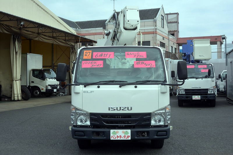 エルフ　高所作業車　タダノ製（ＡＴ－１００ＴＧ）　最大地上高９．９ｍ　鉄製バケット　積載５００ｋｇ　ブーム自動格納　ジャッキ自動張り出し　バケット積載荷重２００ｋｇ　坂道発進補助　ＥＴＣ　アワーメーター：１５５２ｈ　６速ＭＴ！ 0