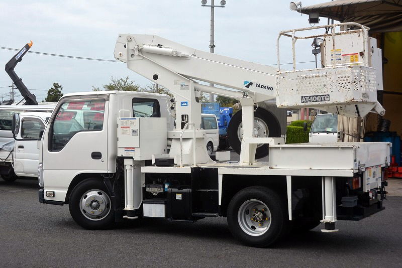 エルフ　高所作業車　タダノ製（ＡＴ－１００ＴＧ）　最大地上高９．９ｍ　鉄製バケット　積載５００ｋｇ　ブーム自動格納　ジャッキ自動張り出し　バケット積載荷重２００ｋｇ　坂道発進補助　ＥＴＣ　アワーメーター：１５５２ｈ　６速ＭＴ！ 5